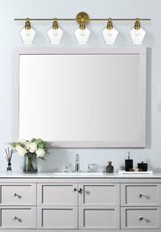 Gene 47" 5-Light Clear Glass Bath Vanity Light in Satin Gold
