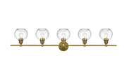 Collier 47" 5-Light Clear Globe Bath Vanity Light in Satin Gold