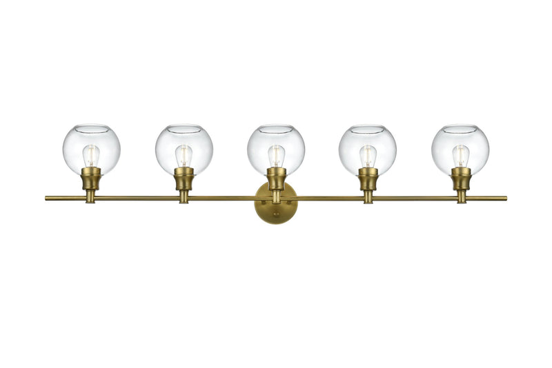 Collier 47" 5-Light Clear Globe Bath Vanity Light in Satin Gold