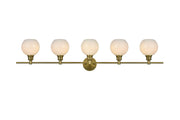 Collier 47" 5-Light Frosted Globe Bath Vanity Light in Satin Gold