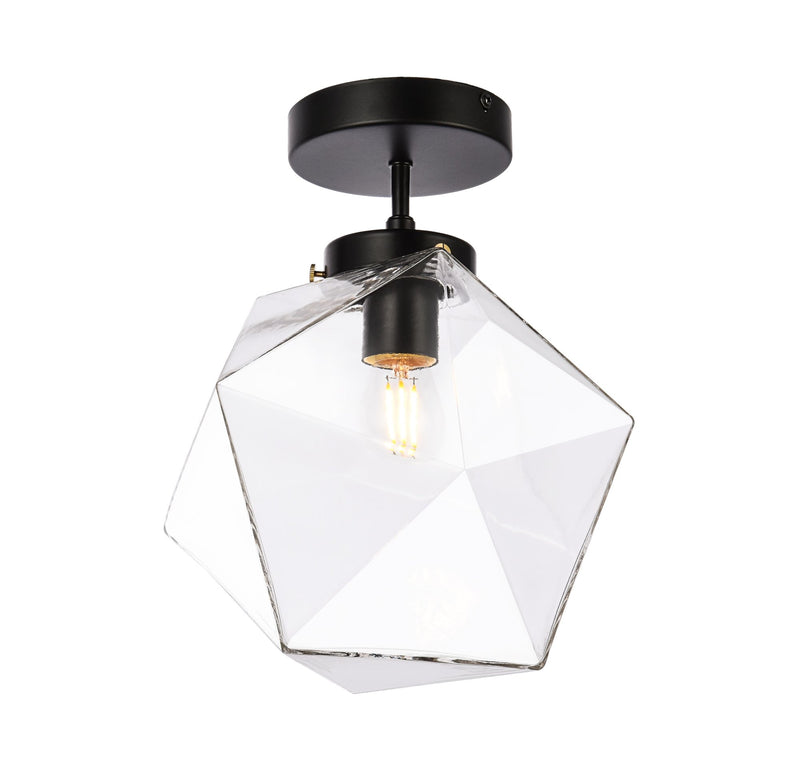 Lawrence 10" Semi-Flush Mount in Black And Clear