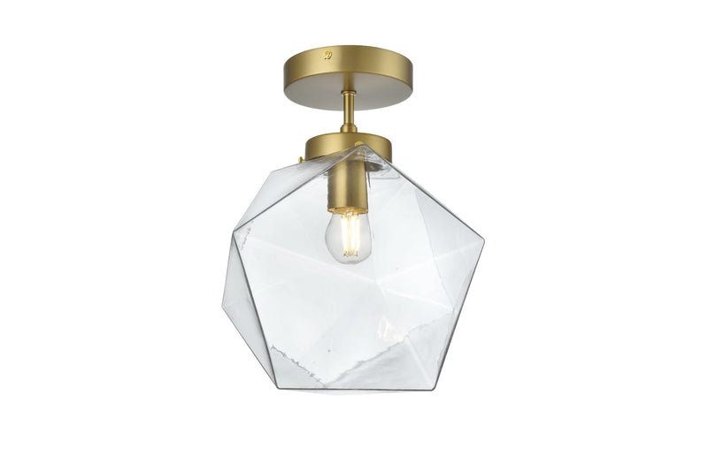 Lawrence 10" Semi-Flush Mount in Satin Gold And Clear