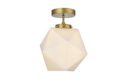 Lawrence 10" Semi-Flush Mount in Satin Gold And Frosted White