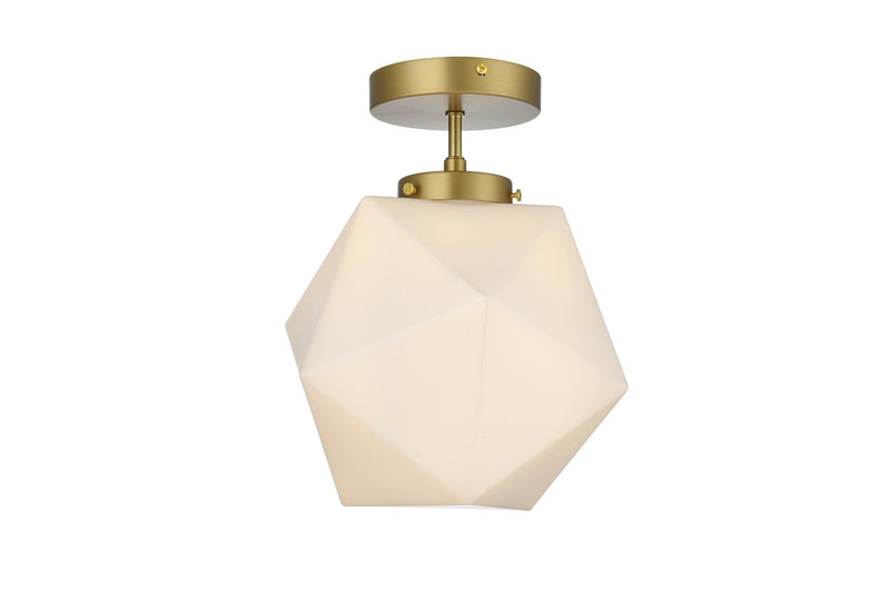 Lawrence 10" Semi-Flush Mount in Satin Gold And Frosted White