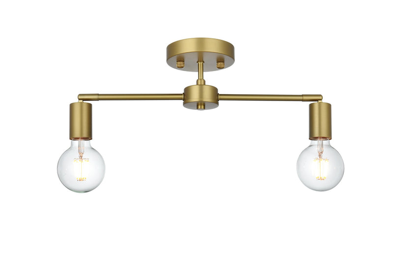 Zane 2-Light Semi-Flush Mount in Satin Gold