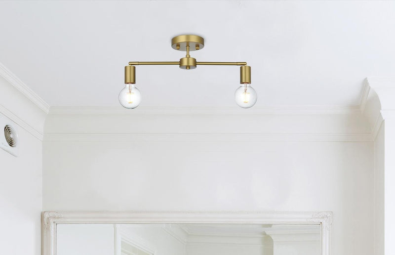 Zane 2-Light Semi-Flush Mount in Satin Gold
