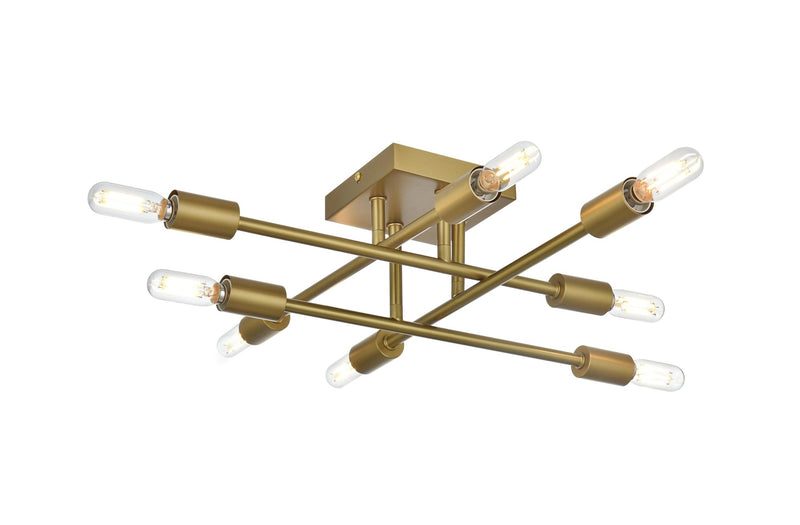 Script 8-Light Semi-Flush Mount in Satin Gold