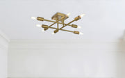 Script 8-Light Semi-Flush Mount in Satin Gold
