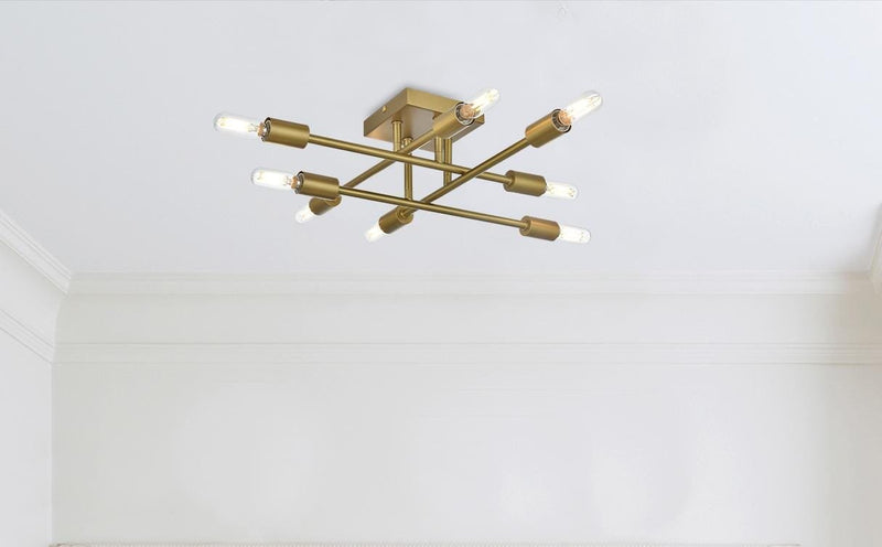 Script 8-Light Semi-Flush Mount in Satin Gold