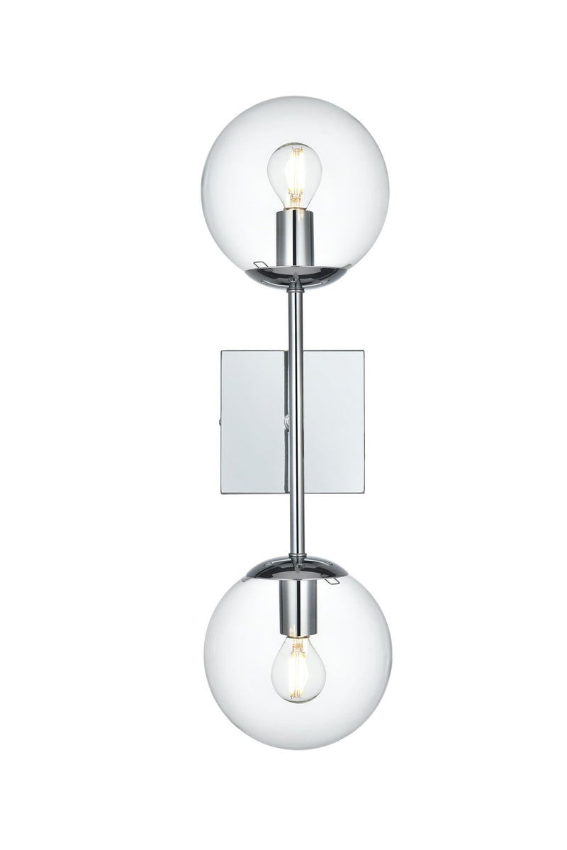 Neri 2-Light Bath Vanity Light in Chrome And Clear