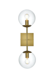 Neri 2-Light Bath Vanity Light in Satin Gold And Clear