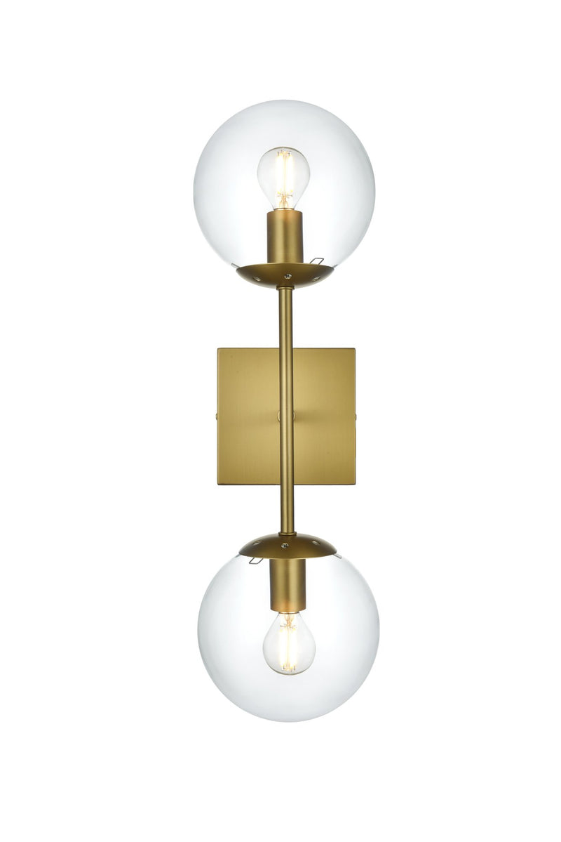 Neri 2-Light Bath Vanity Light in Satin Gold And Clear