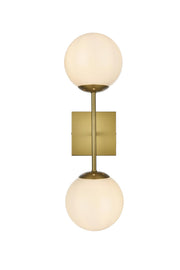 Neri 2-Light Bath Vanity Light in Satin Gold And White