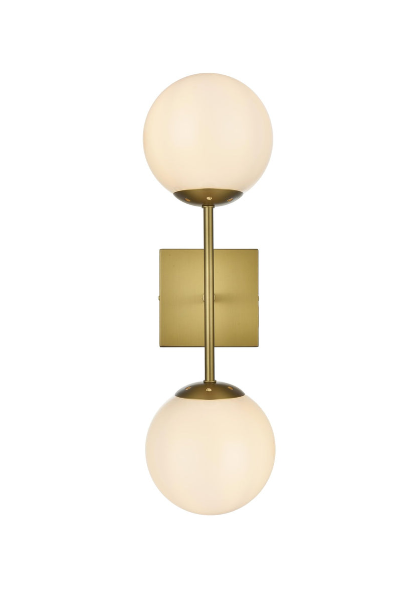 Neri 2-Light Bath Vanity Light in Satin Gold And White