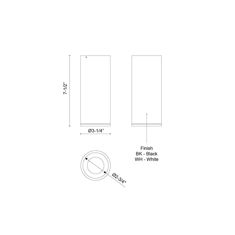 Lorna 7" Flush Mount, 3" Diameter in White