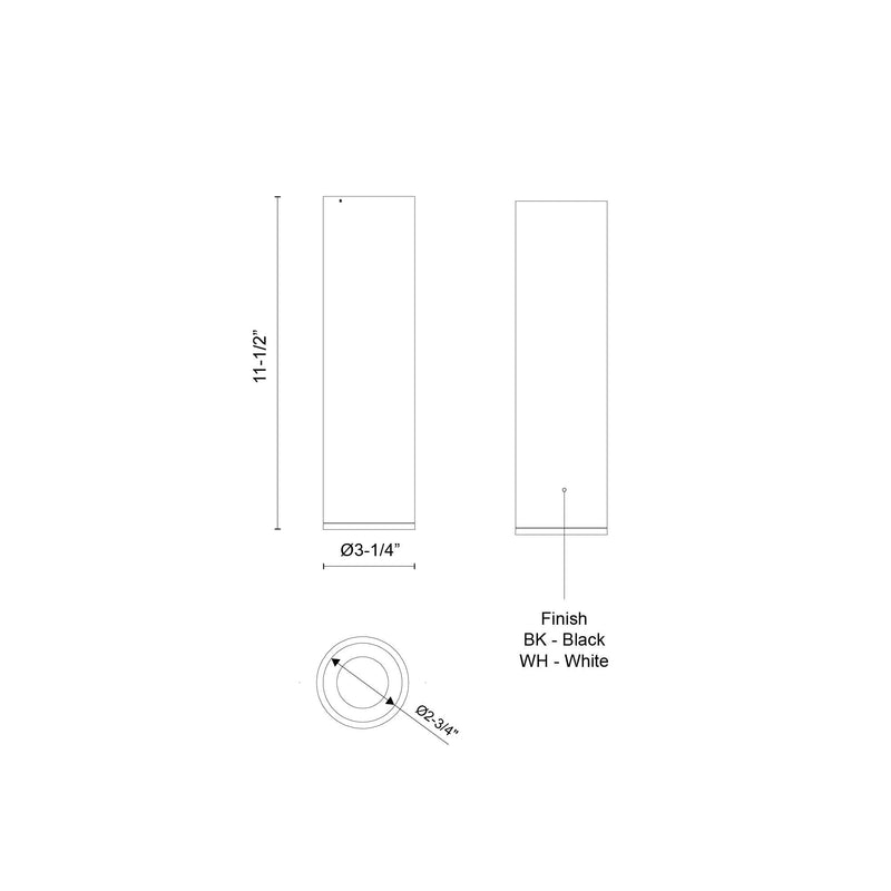 Lorna 11" Flush Mount, 3" Diameter in White