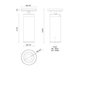 Lorna 9" Adjustable Semi-Flush Mount, 3" Diameter in White