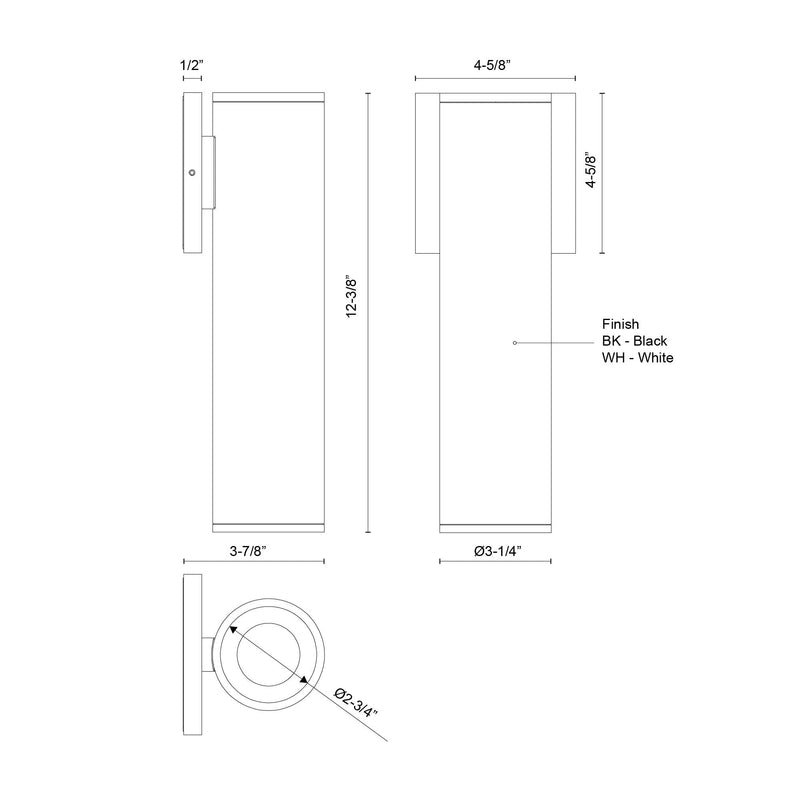 Lorna 12" Outdoor Wall Light, 3" Diameter in White