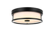 Kolson 12" White Acrylic Flush Mount in Black