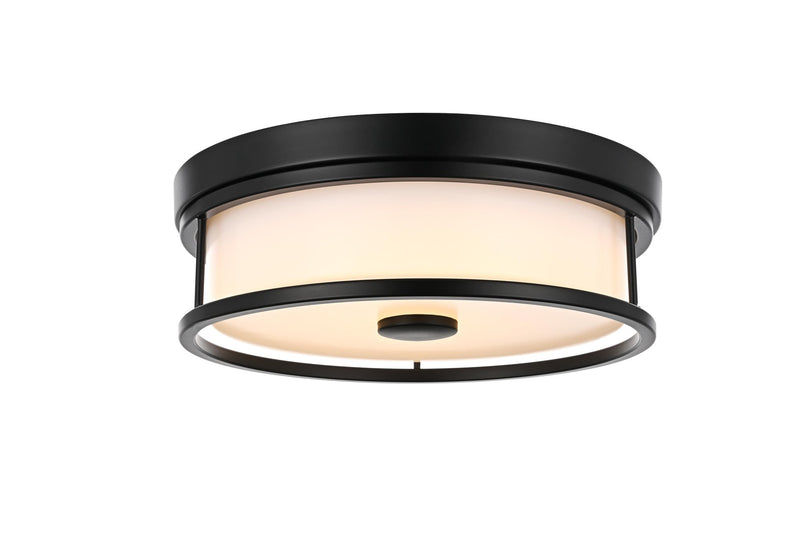 Kolson 12" White Acrylic Flush Mount in Black