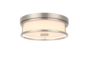 Kolson 12" White Acrylic Flush Mount in Polished Nickel