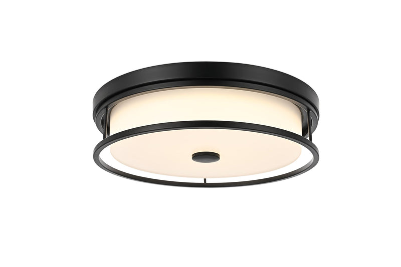Kolson 16" White Acrylic Flush Mount in Black