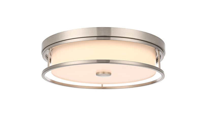 Kolson 16" White Acrylic Flush Mount in Polished Nickel