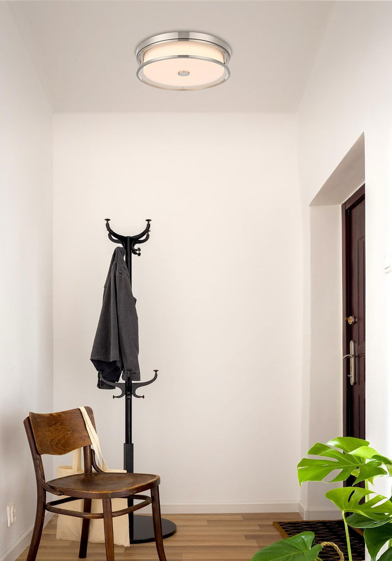 Kolson 16" White Acrylic Flush Mount in Polished Nickel