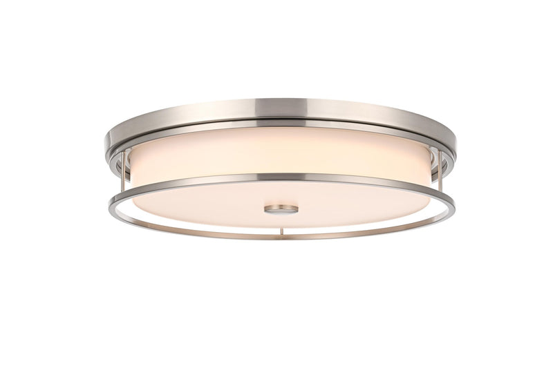 Kolson 20" White Acrylic Flush Mount in Polished Nickel