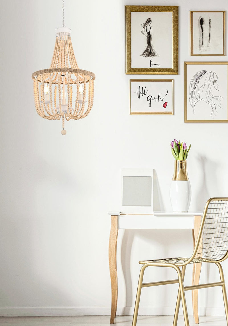 Jolie 16" 3-Light Chandelier in Beige