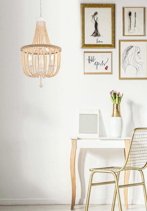 Jolie 16" 3-Light Chandelier in Beige