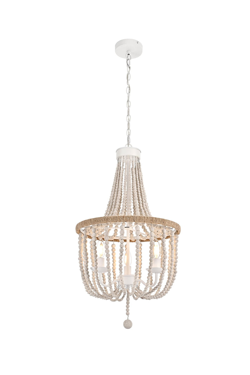 Jolie 16" 3-Light Chandelier in Antique White