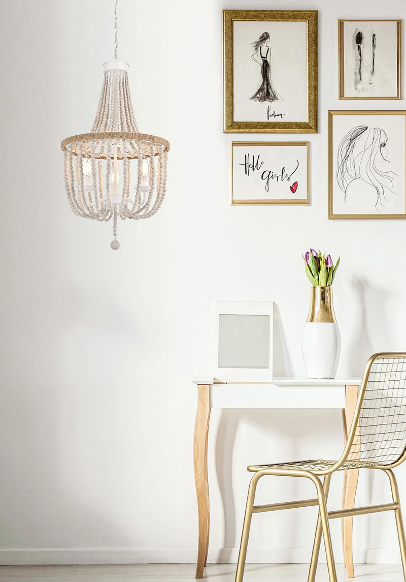 Jolie 16" 3-Light Chandelier in Antique White