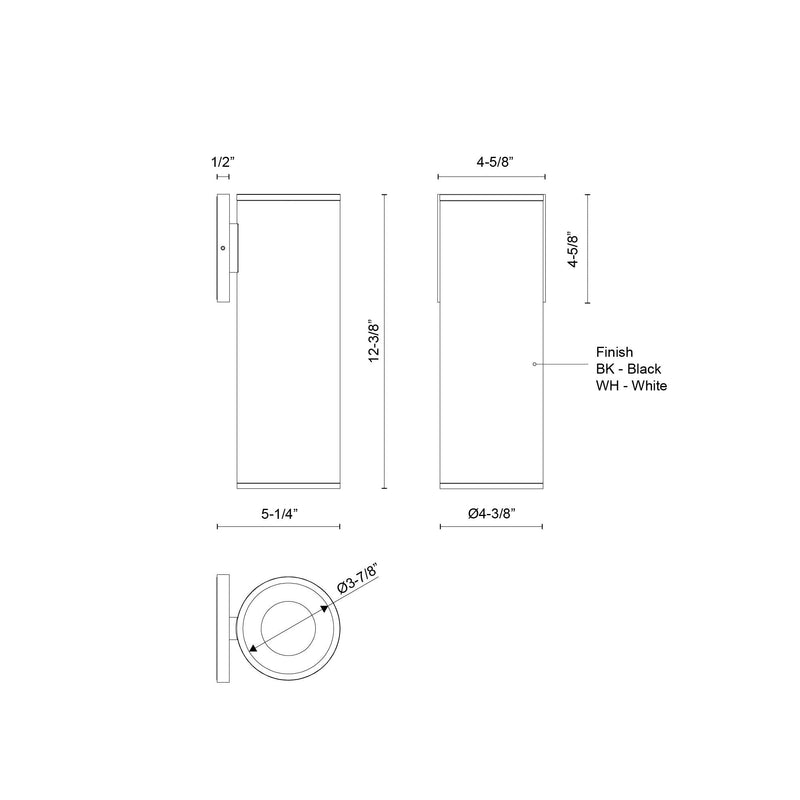 Lorna 12" Outdoor Wall Light, 4" Diameter in White