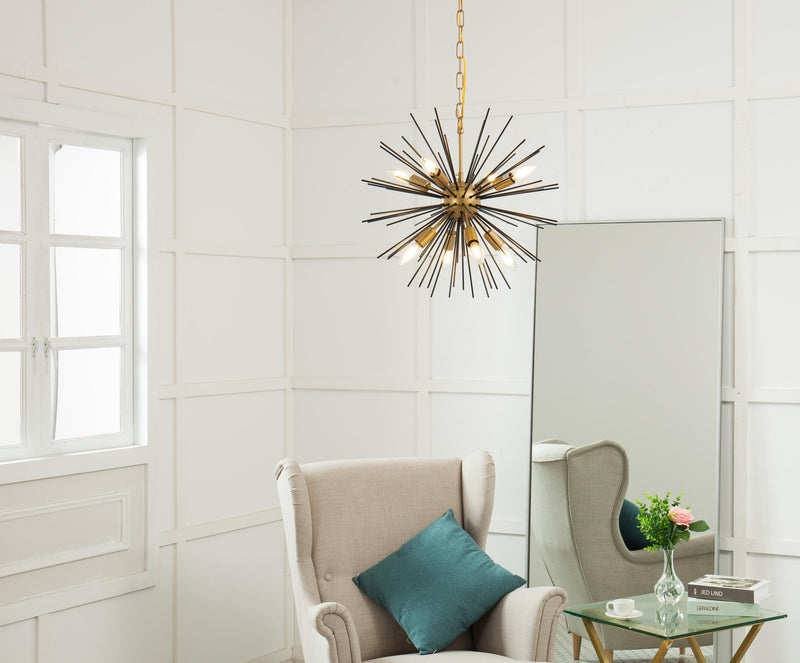Timber 20" 8-Light Chandelier in Brass And Black