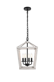 Gage 12" 4-Light Lantern Pendant in Weathered White And Black