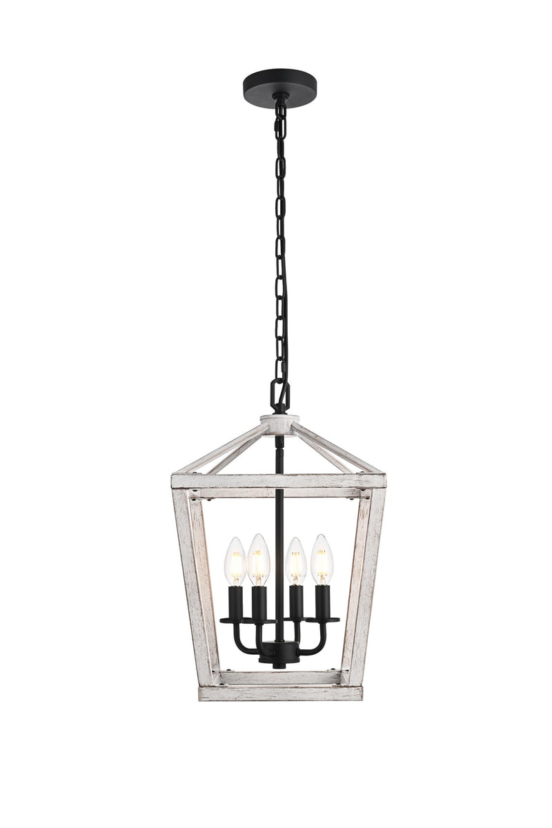 Gage 12" 4-Light Lantern Pendant in Weathered White And Black