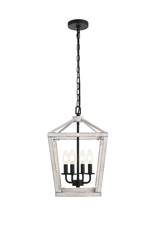 Gage 12" 4-Light Lantern Pendant in Weathered White And Black