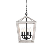 Gage 12" 4-Light Lantern Pendant in Weathered White And Black