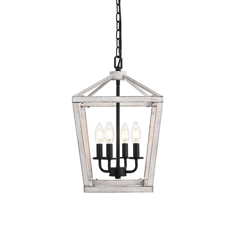 Gage 12" 4-Light Lantern Pendant in Weathered White And Black