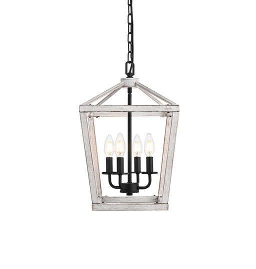 Gage 12" 4-Light Lantern Pendant in Weathered White And Black