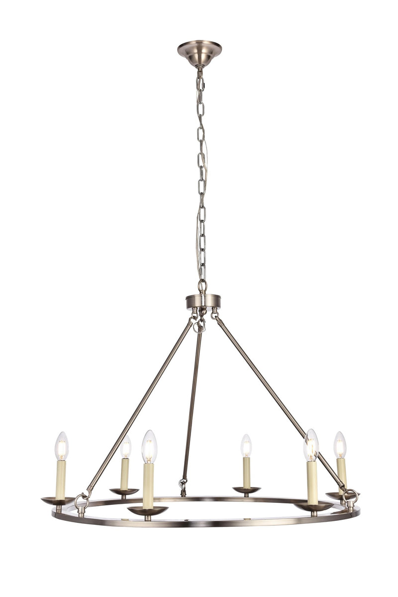 Maine 6-Light 32" Chandelier in Burnished Nickel