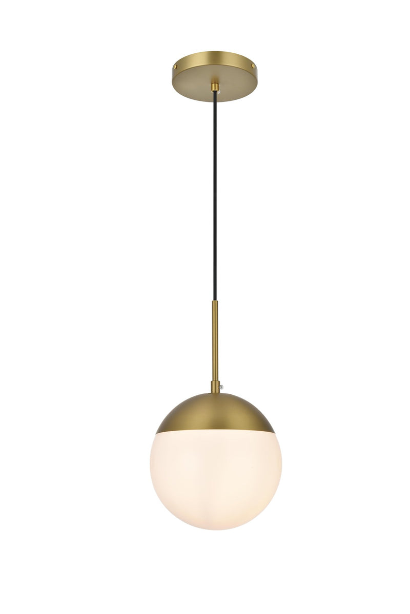 Eclipse 8" Frosted Glass Mini Pendant in Satin Gold And Frosted White