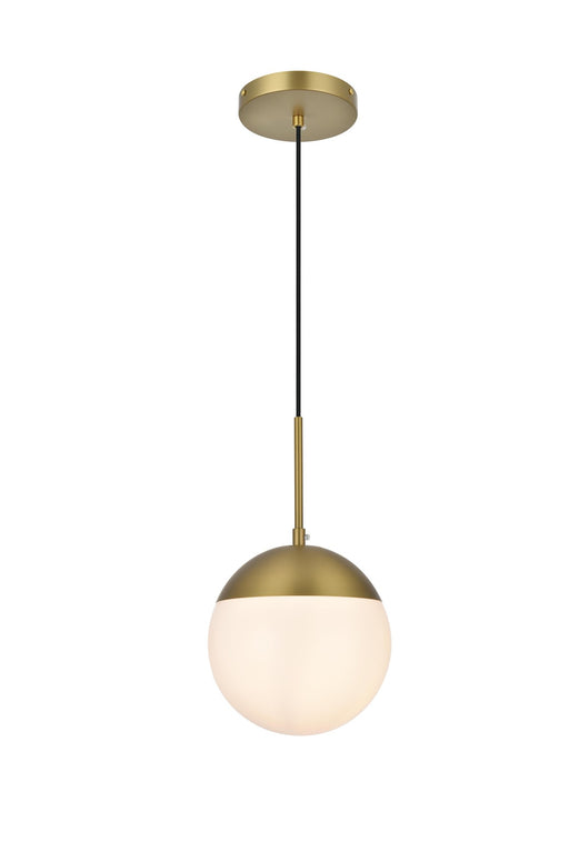 Eclipse 8" Frosted Glass Mini Pendant in Satin Gold And Frosted White