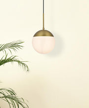 Eclipse 8" Frosted Glass Mini Pendant in Satin Gold And Frosted White