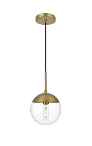 Eclipse 8" Clear Glass Mini Pendant in Satin Gold And Clear