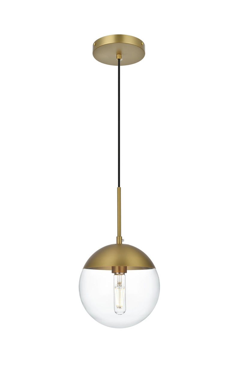 Eclipse 8" Clear Glass Mini Pendant in Satin Gold And Clear