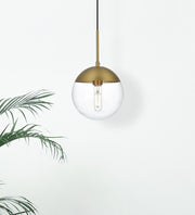 Eclipse 8" Clear Glass Mini Pendant in Satin Gold And Clear