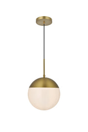 Eclipse 10" Frosted Glass Mini Pendant in Satin Gold And Frosted White
