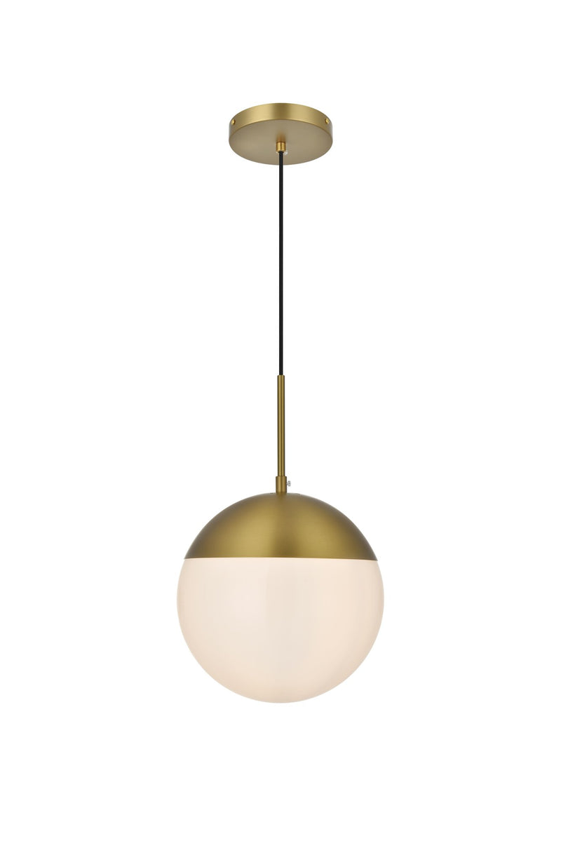 Eclipse 10" Frosted Glass Mini Pendant in Satin Gold And Frosted White